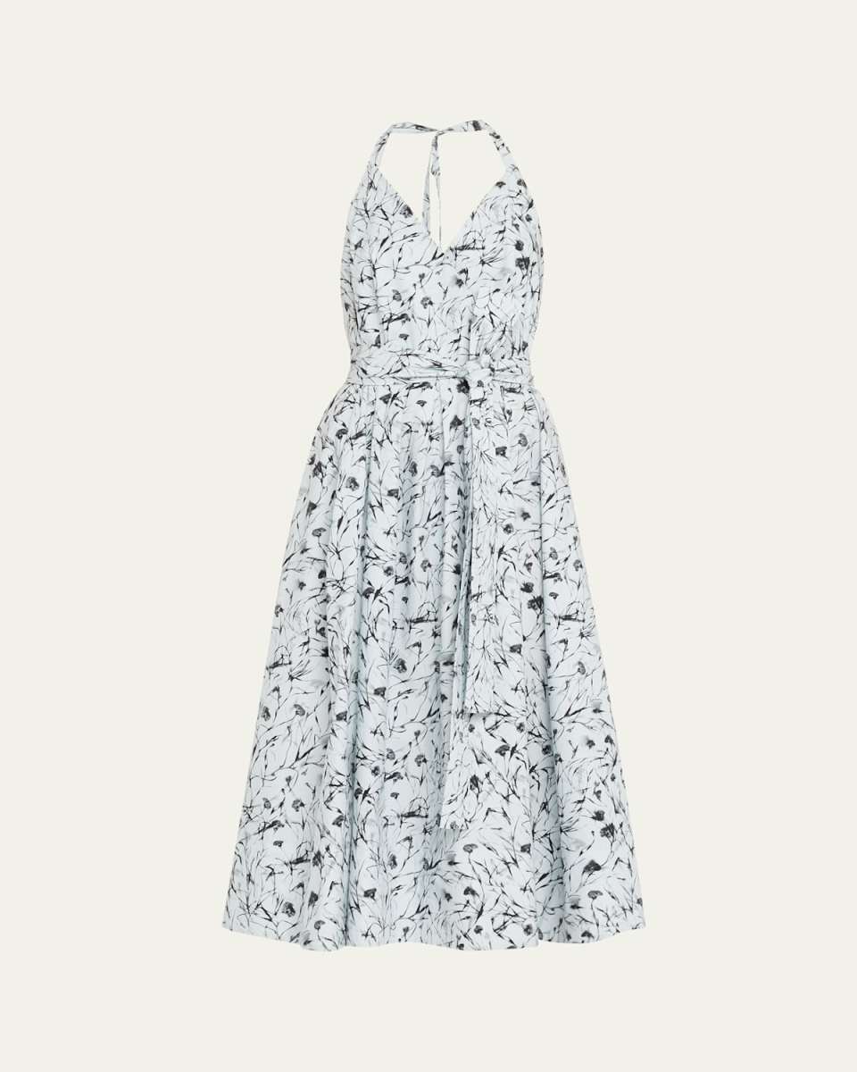 Ellison Printed Poplin Halter Dress
